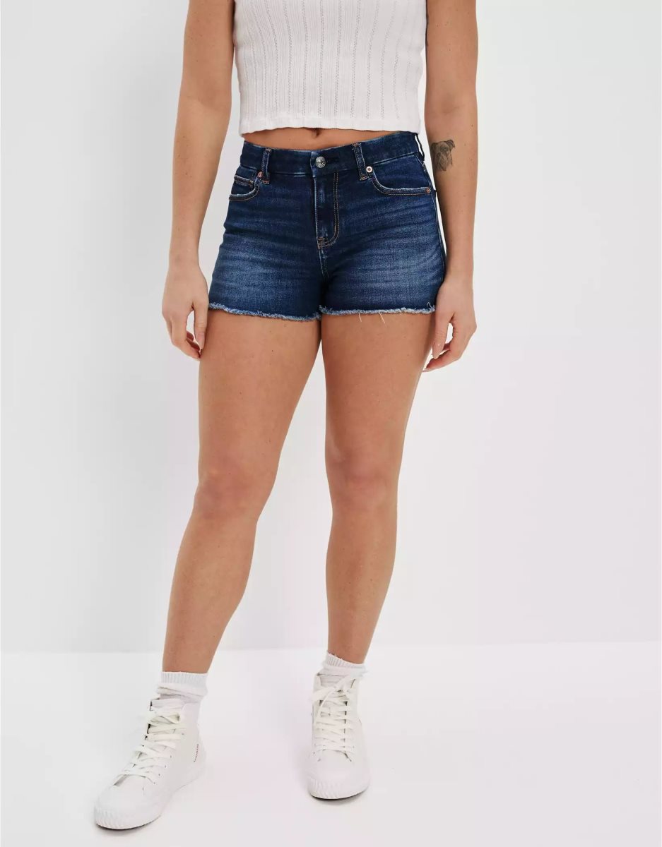 Shorts American Eagle AE Ne(x)t Level Curvy High-Waisted Denim Indigo Foncé Femme | TAZ-79531924